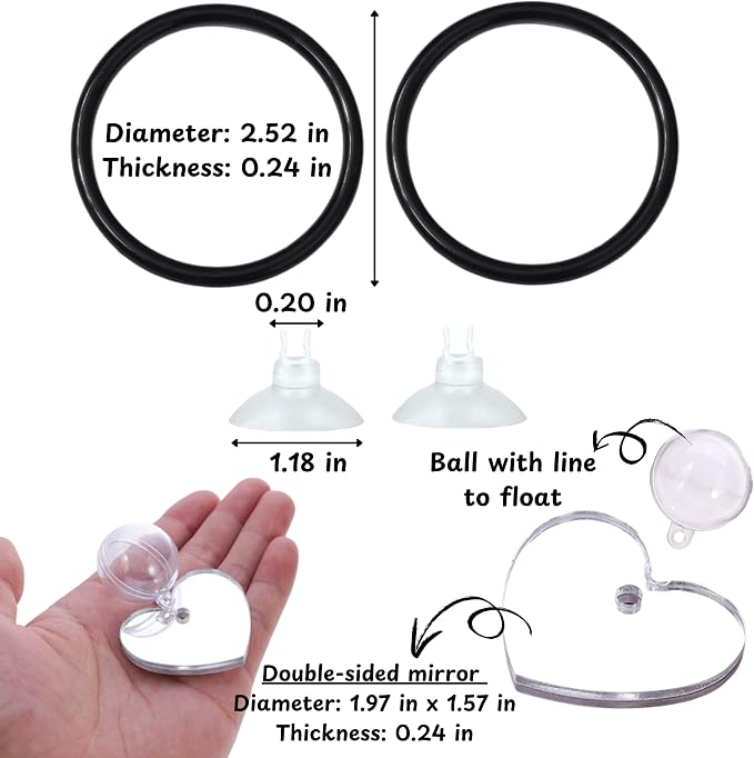 Betta Ring and Mirror Toy for Aquarium, Floating Exercise Mirrors for Fish Tank - Image 2