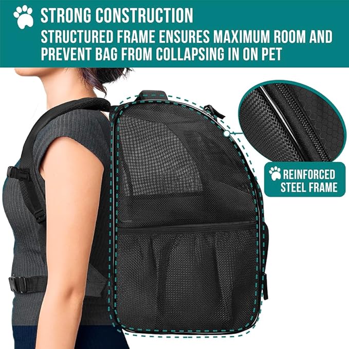 PetAmi Dog Backpack Carrier for Small Large Cat, Ventilated Pet Hiking Backpack - Image 6