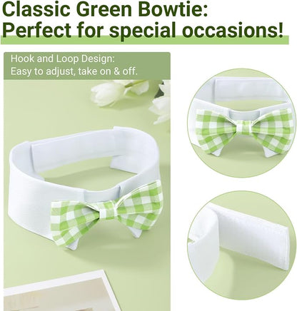 Segarty Dog Bow Tie for Neck Girths 12.6-15.7 inch, Adjustable Green Plaid - Image 3