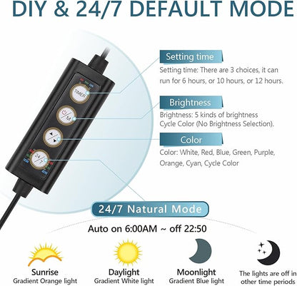 hygger Clip On 24/7 Lighting Aquarium LED Light, Sunrise-Daylight-Moonlight and - Image 2