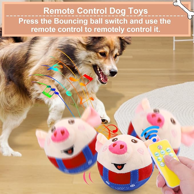 BABORUI Remote Control Interactive Dog Toys Pig, Jumping Squeaky Dog Toys - Image 2