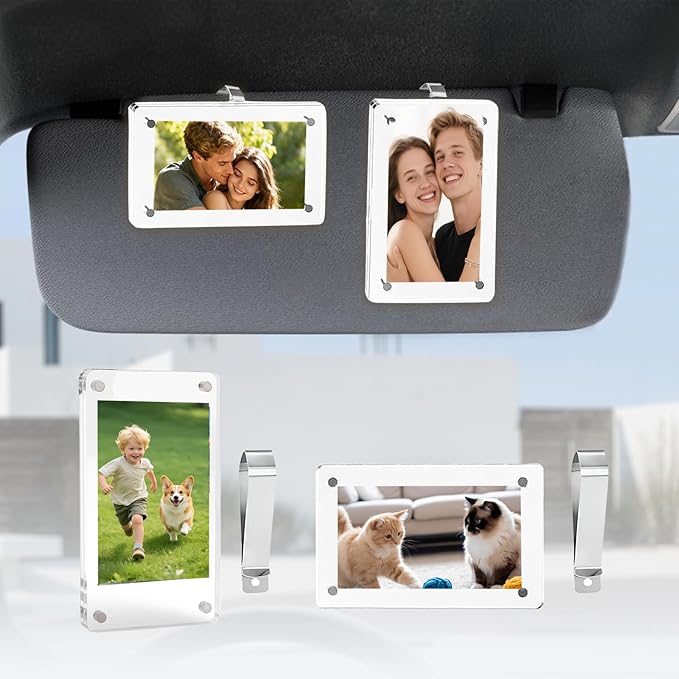 16 PCS Car Picture Holder, Car Visor Photo Clip, Acrylic Magnetic 3 Inch Car - Image 6