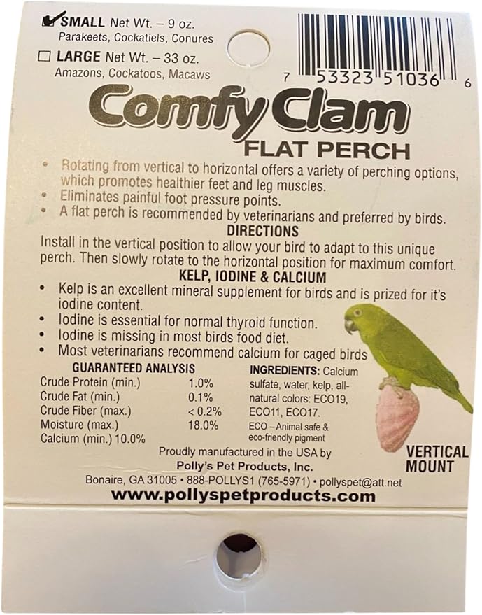 Polly's Comfy Clam Parrot Cage Flat Bird Perch - Image 8