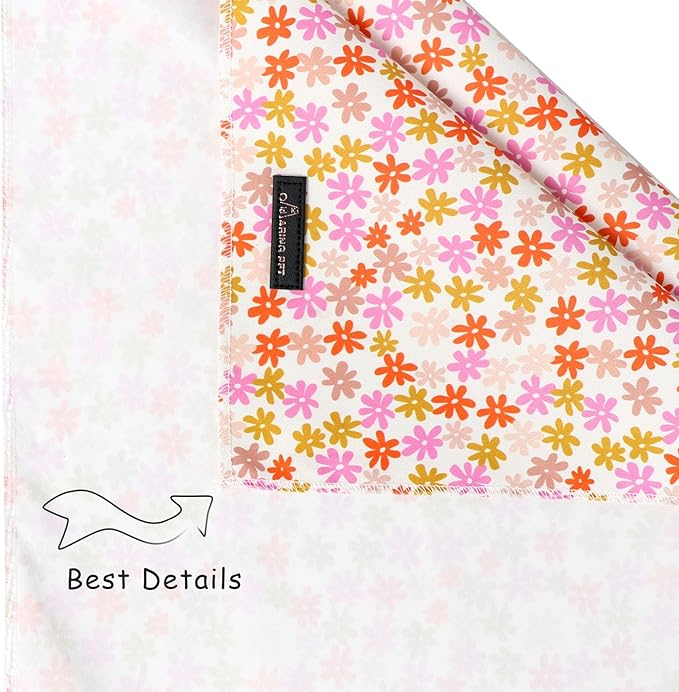 ARING PET Floral Dog Bandana, Spring Summer Daisy Flower Girl Pet Bandana Scarf - Image 3