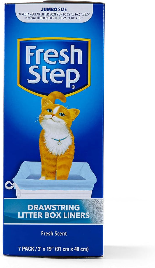Fresh Step Jumbo Drawstring Cat Litter Box Liners, Scented Heavy Duty Kitty - Image 2