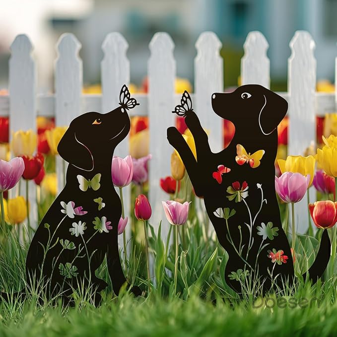 Metal Dog Garden Decor for Outside, Dog Yard Art, Weather Resistant Steel Dog - Image 3