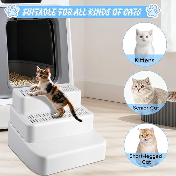 Adjustable 3 Steps Litter Box Ramp, Litter Box Step - Image 4