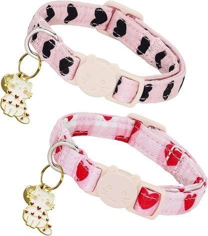 Elegant little tail 2 Pack Cat Collar- Valentines Cat Collars Breakaway by Elegantlittletail