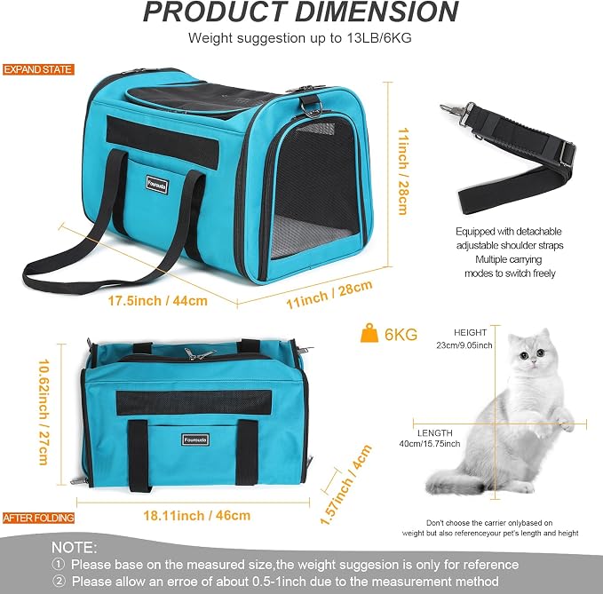 Airline Approved Dog Carrier. Cat Soft-Sided Carriers, Small Dog Travel Carriers - Image 2