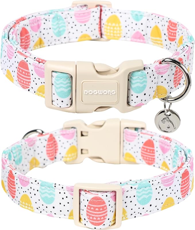 DOGWONG Easter Dog Collar, Colorful Egg Dog Collar Soft Durable Adjustable - Image 2