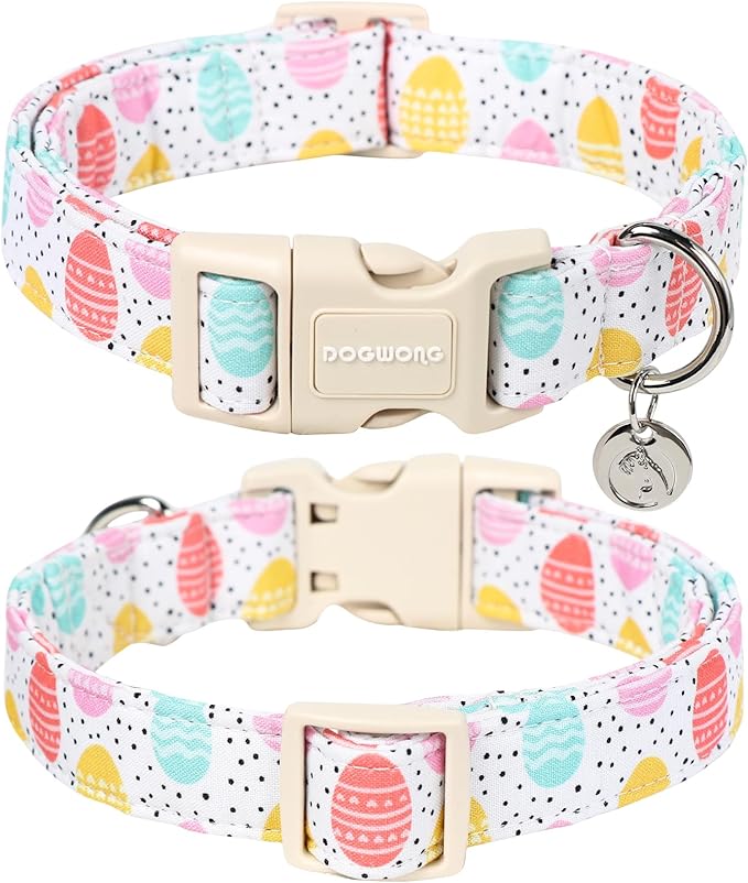 DOGWONG Easter Dog Collar, Colorful Egg Dog Collar Soft Durable Adjustable - Image 2