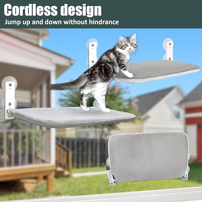 Sunhoo Cat Window Hammock Perch Cordless Perches Window Sill Seat Bed Foldable - Image 3