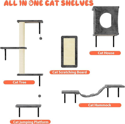 NUNU LAB Cat Wall Shelves Set, Bridge Ladder, Scratching Post, Indoor Cat - Image 4