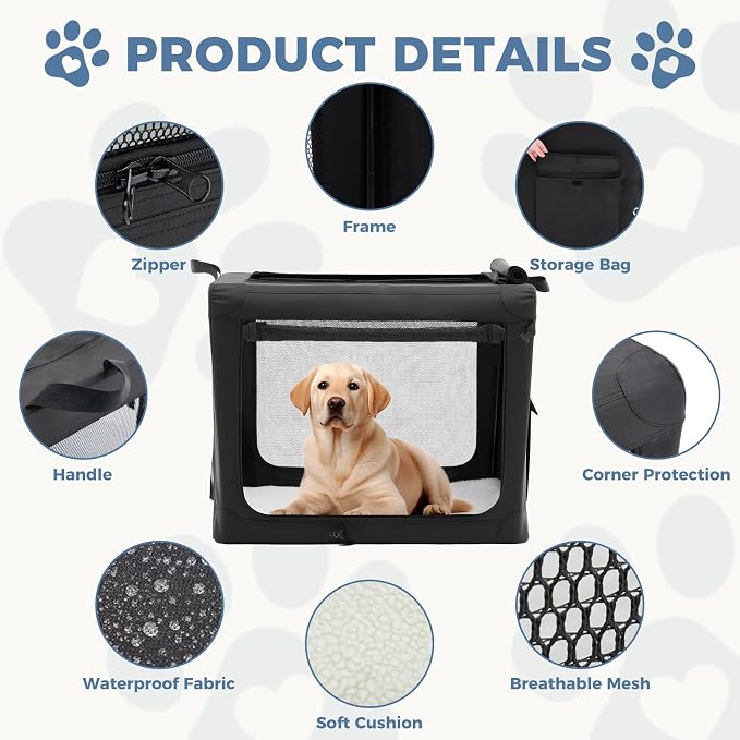 DUMOS Dog Crate 30 Inch Travel Cat Pet Carrier - Image 3