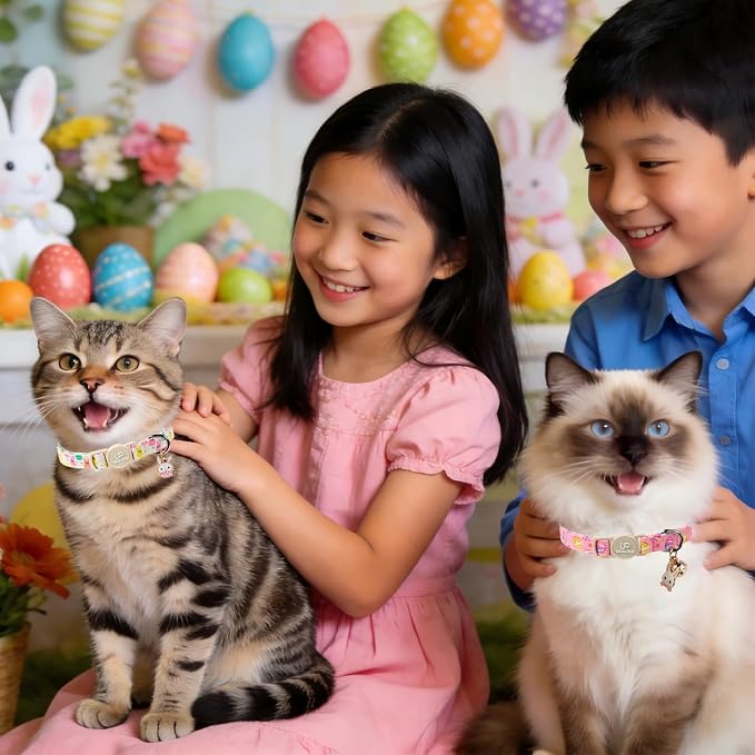 Cat Collar, Spring Pink Easter Eggs Cat Collar - Image 6