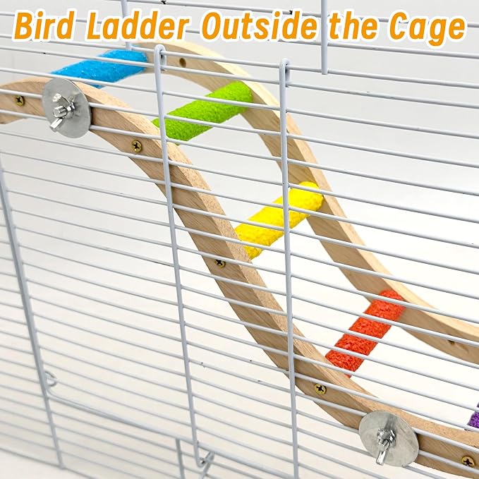 Hamiledyi Nature Wooden Bird Ladder Pet Parrots Climb Bridge Exercise Stands - Image 4