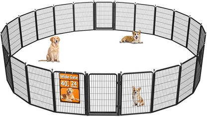 Dog Fence Outdoor Pens Outside, Portable Dog Play Pen 40" H 24 Panels Pet by Unknown