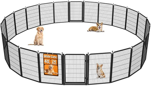 Dog Fence Outdoor Pens Outside, Portable Dog Play Pen 40" H 24 Panels Pet by Unknown