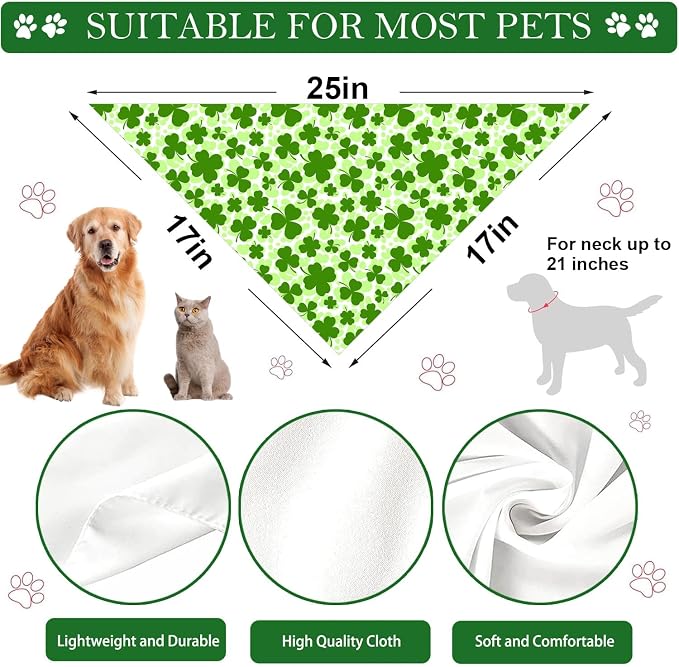 St. Patrick's Day Dog Bandana, 2 Pack Adjustable Holiday Party Pets Saint - Image 3