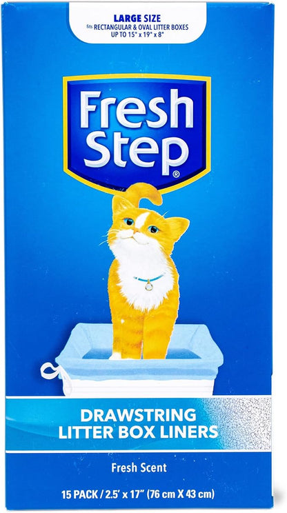 Fresh Step Drawstring Cat Litter Box Liners, Scented Heavy Duty Kitty Litter by FreshStep
