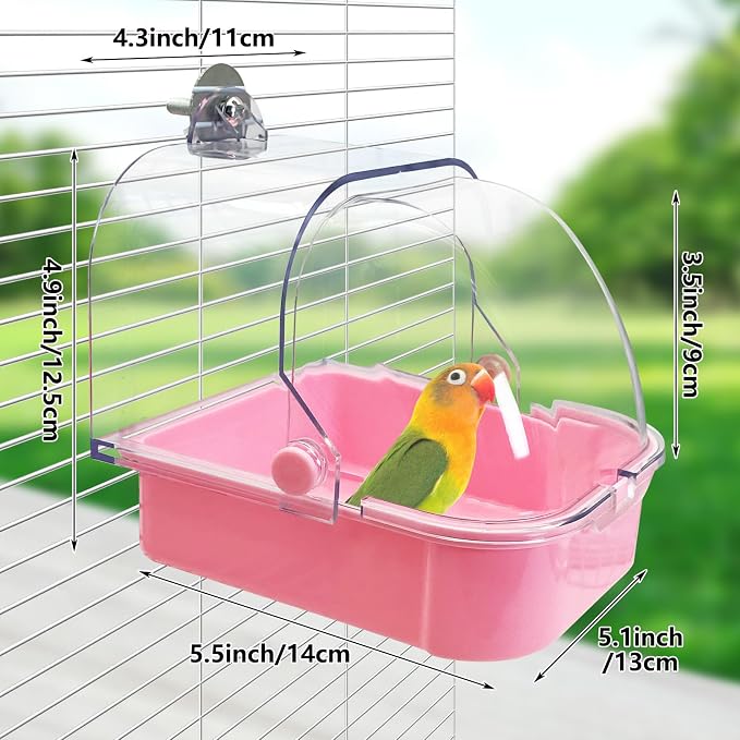 Tfwadmx Bird Cage Bath Hanging Parrot Bath Tub Water Shower Food Feeder Holder - Image 3