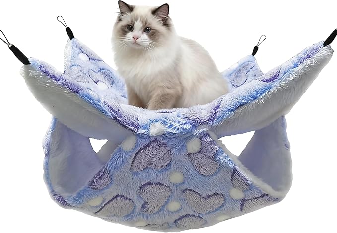 Cat Hammock for Cage, Soft Warm Hanging Bed for Kitten, Guinea Pig, Chinchilla by OINEEDU