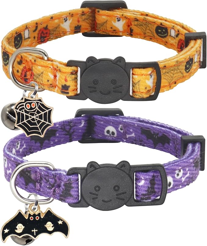 Halloween Cat Collar, Cotton 2 Pack Cat Collar by Giecooh