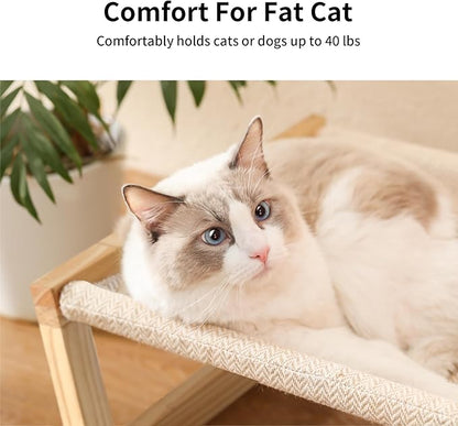 FUKUMARU Dog Bed, Large Breathable Elevated Cat Hammock, Wooden Cat Beds - Image 4