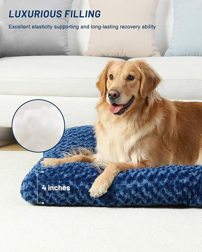 KSIIA Washable Dog Bed Comfy Dog Crate Pad Deluxe Plush Pet Bed Non-Slip Kennel - Image 3