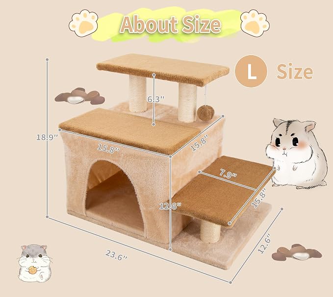3-in-1 Pet Stairs for Cats for High Bed, Adjustable Dog Steps, Modular 3-Tier - Image 6