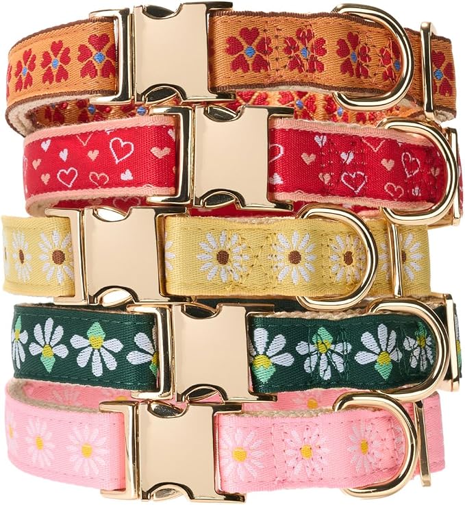 Woven Dog Collar with Metal Buckle Adjustable Jacquard Retro Dog Collars - Image 8