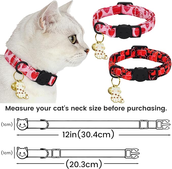 Elegant little tail 2 Pack Cat Collar- Valentines Cat Collars Breakaway - Image 6