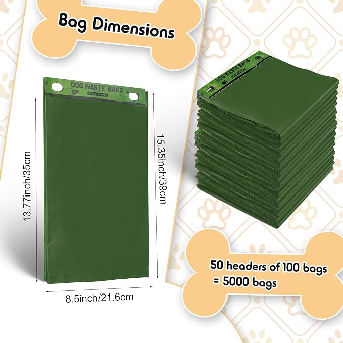 Ireer 5000 Pcs 50 Counts 5000 Pcs Header Bag Bulk Dog Pet Waste Bags Poop Easy - Image 2