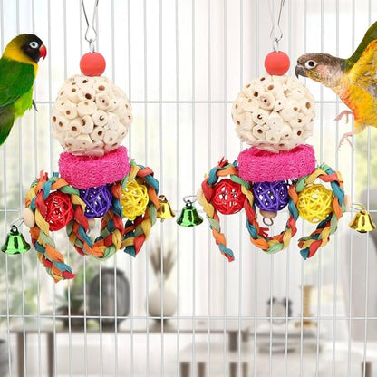 Wontee Bird Toys 3 Pack Parrot Foraging Hanging Toys Sola Ball Natural Nuts - Image 7