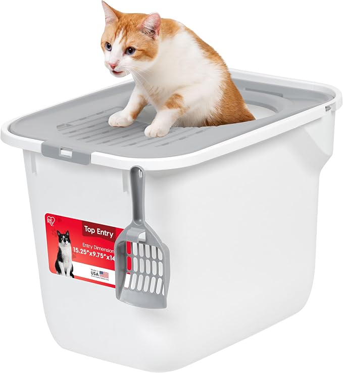 IRIS USA Cat Litter Box, Large Cat Box Enclosure, Top Entry by IRISUSA
