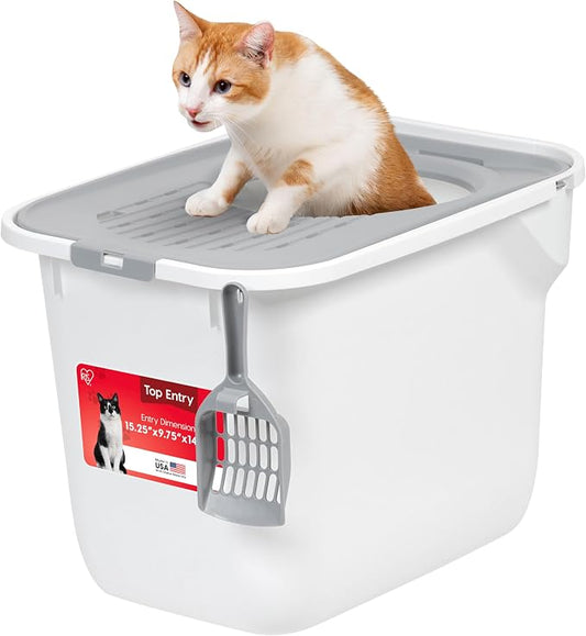 IRIS USA Cat Litter Box, Large Cat Box Enclosure, Top Entry by IRISUSA