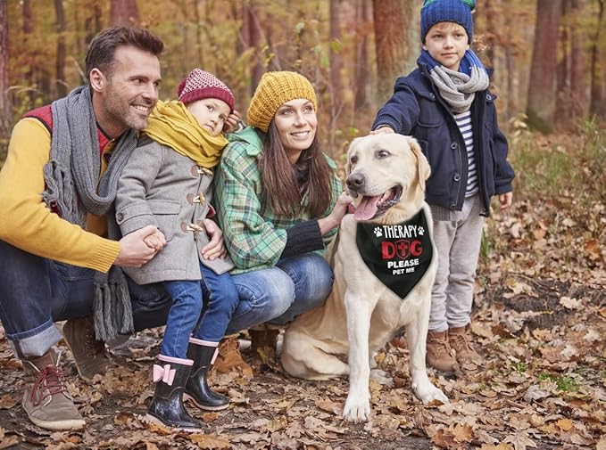 Dog Bandana, Therapy Dog Please Pet Me with, Dogs Scarf Classical Printing - Image 5