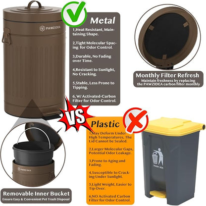 PAWZIDEA Dog Poop Trash Can Outside Odor Control, 3.1Gallon Pet Waste Trash Can - Image 5