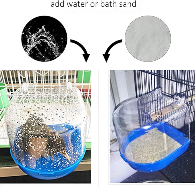 Tfwadmx Bird Cage Bath Parrot Bath Box Accessory Supplies Hanging Bathing Tub - Image 3