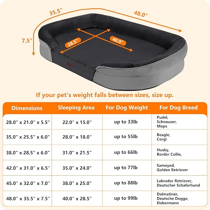 Dwanton Orthopedic Dog Bed for Extra Extra Large Dogs - Image 4