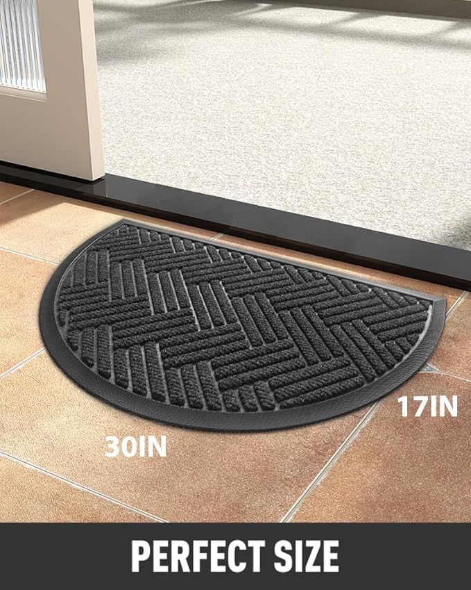 tchdio Door Mat Outdoor Indoor Entrance Doormat-Semicircular Durable Rubber Non - Image 6