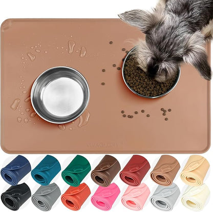 VIVAGLORY Dog Food Mat Flexmat Dog Bowl Mat, Placemat Food Tray by Vivaglory