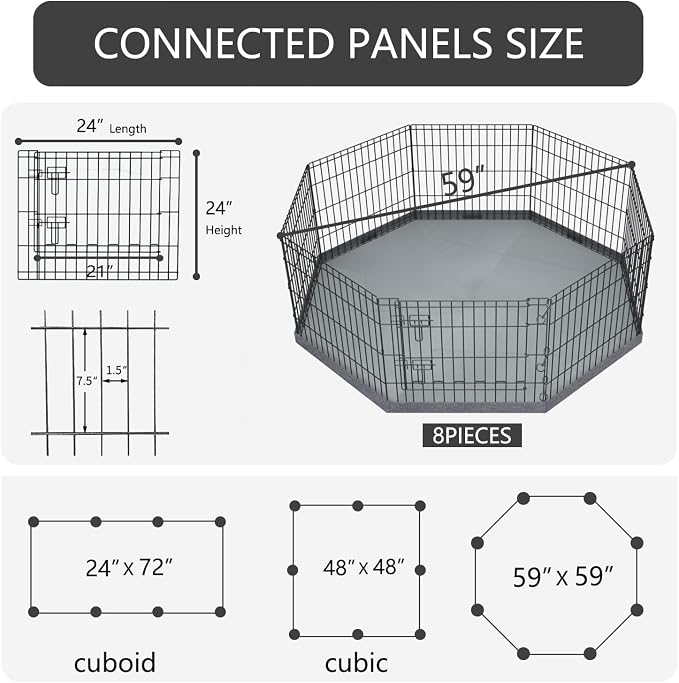 PETIME Foldable Metal Dog Exercise Pen/Pet Puppy Playpen Kennels Yard Fence - Image 3