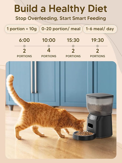 Automatic Cat Feeder and Water Fountain, 4L/16 Cups Timed Cat Dry Food Dispenser - Image 4