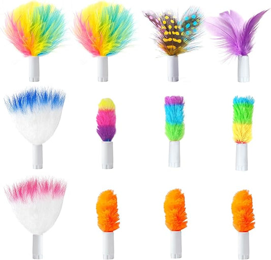 ORSDA 12 Pcs Feathers Replacement and Soft Furry Accessories ONLY Fits Cat Toys by ORSDA