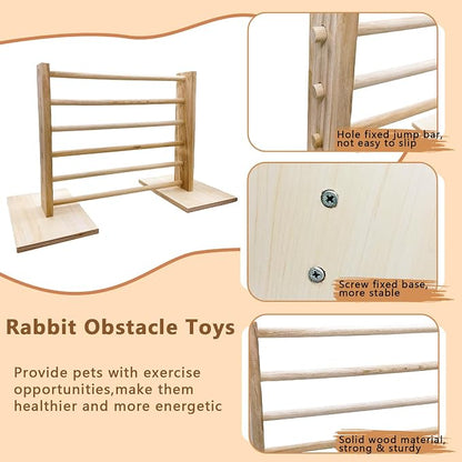 Hamiledyi Rabbit Jump Bar Rabbit Adjustable Hurdles Wooden Obstacle Exercise - Image 3