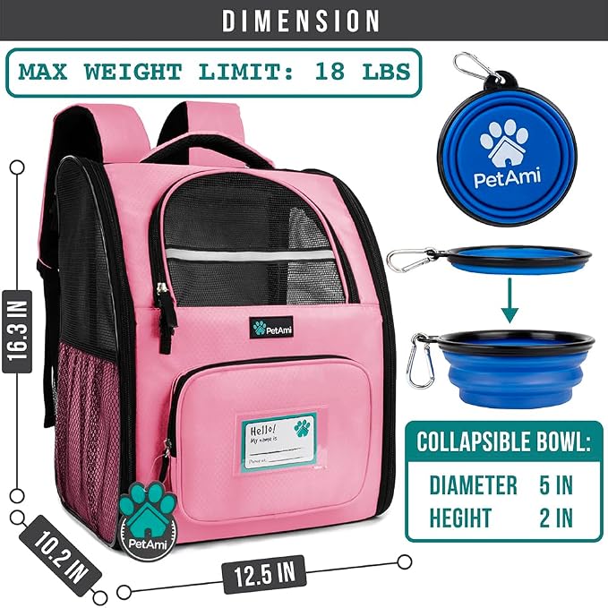 PetAmi Dog Backpack Carrier for Small Large Cat, Ventilated Pet Hiking Backpack - Image 2