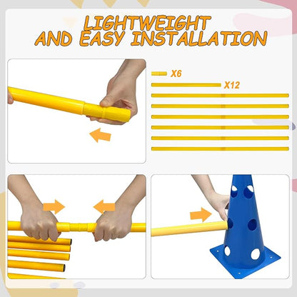 Dog Agility Hurdle Cone Set, Dog Agility Set Include 12 Agility Cones 6 Agility - Image 3