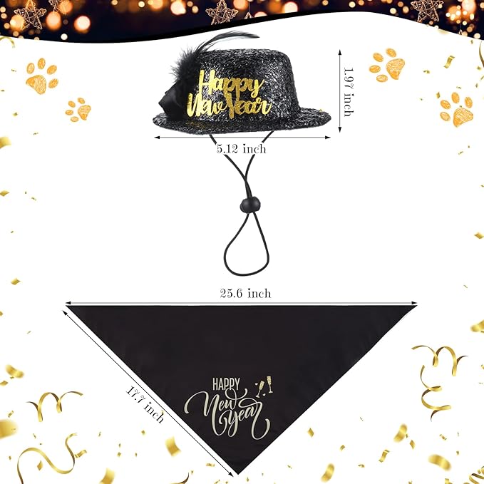Suhine 3 Pcs Pet Happy New Year Costume Dog New Years Outfit Accessories - Image 3
