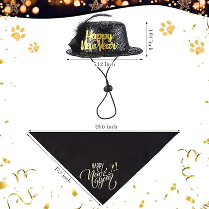 Suhine 3 Pcs Pet Happy New Year Costume Dog New Years Outfit Accessories - Image 3